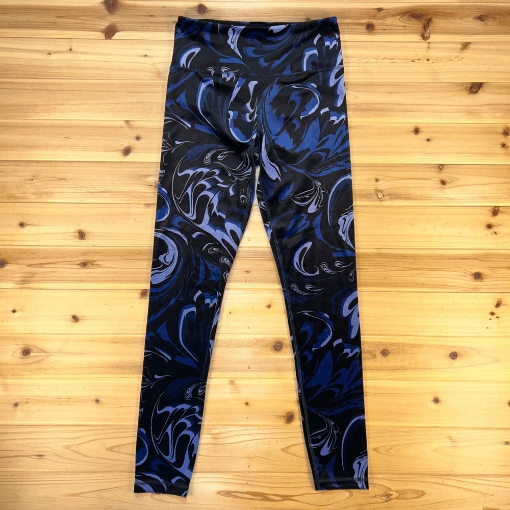 Athleta Leggings Womens Small Elation Velvet Blue and Black Swirl Leggings
